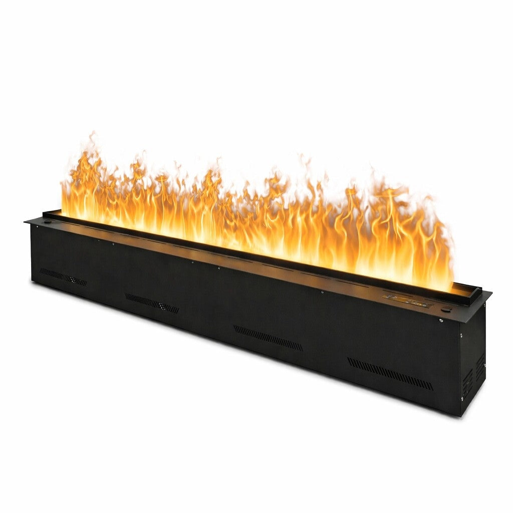 Camino Elettrico a Vapore Acqueo con Fiamme 3D con Bruciatore a Incasso 150x21,5x24 cm DFVAPO150 Pannello Digitale e