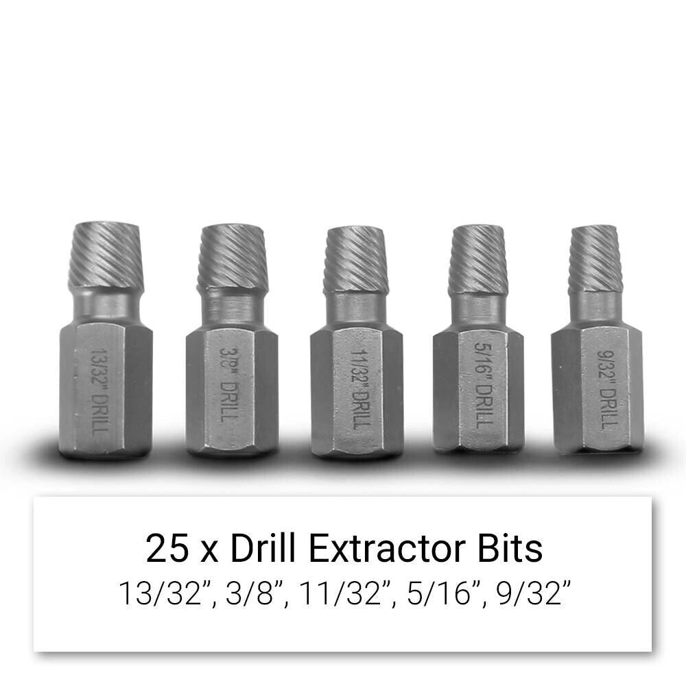KIT ESTRATTORI 25 PZ VITI PERNI BULLONI SPEZZATI ROVINATI PRIGIONIERI FS-19668