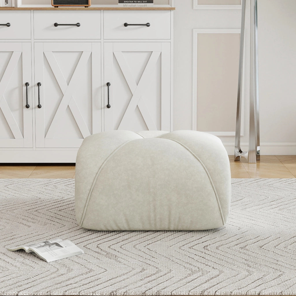 Pouf/Modulo divano modulare in chenille, colore beige chiaro