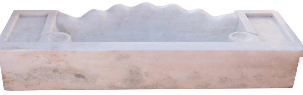 Biscottini Lavandino in marmo bianco L114xPR45xH18 cm Vasca realizzata completamente