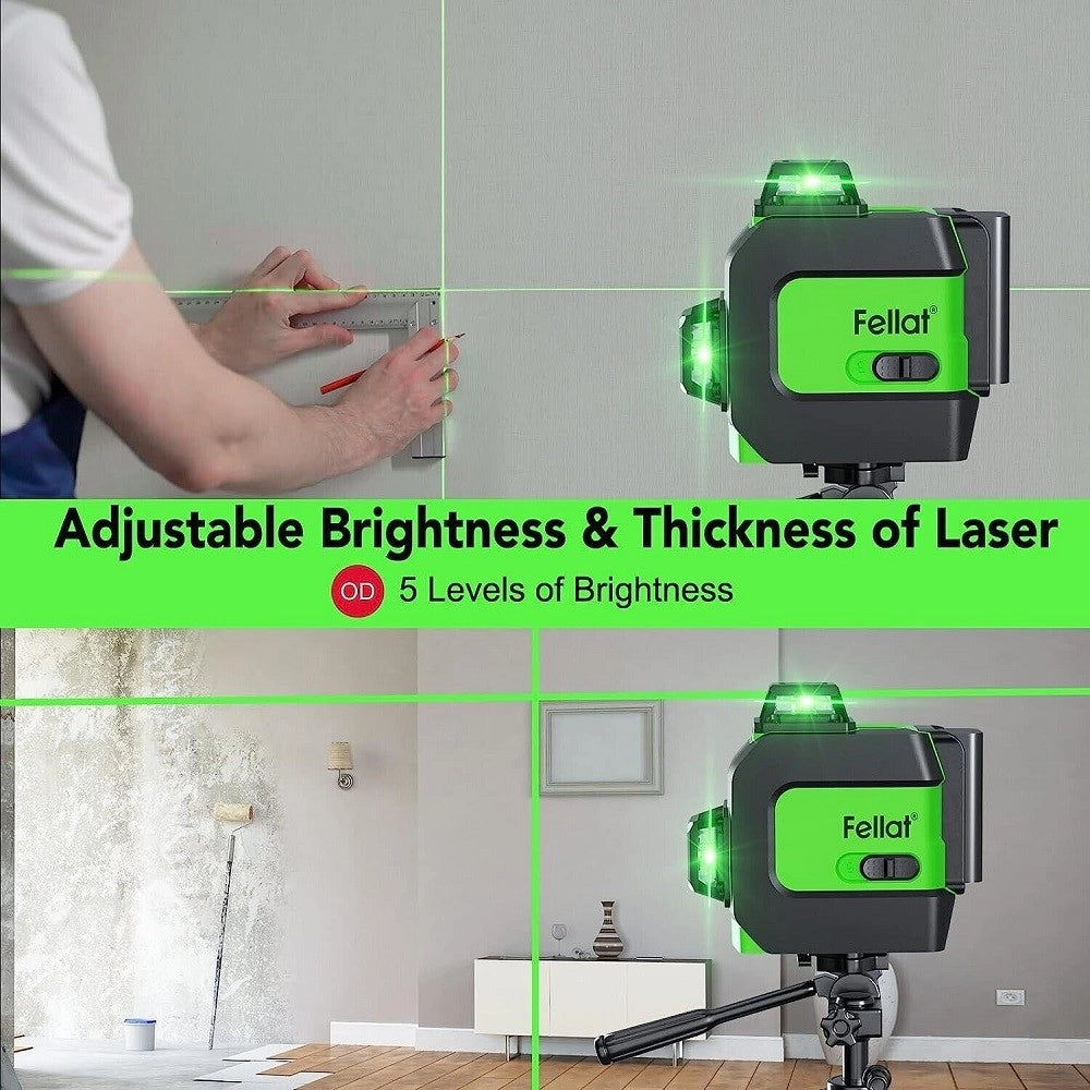 Trade Shop - Livella Laser Autolivellante A 360° Livella Laser Verde 2 Batterie Ricaricabili -