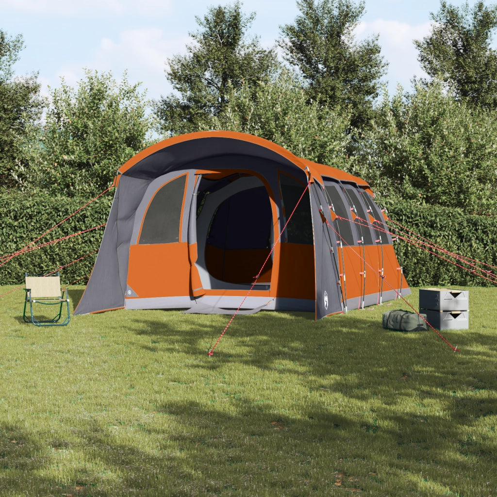 Tenda Familiare  con Finestre Tunnel Grigia e Arancione per 8 Persone Impermeabile