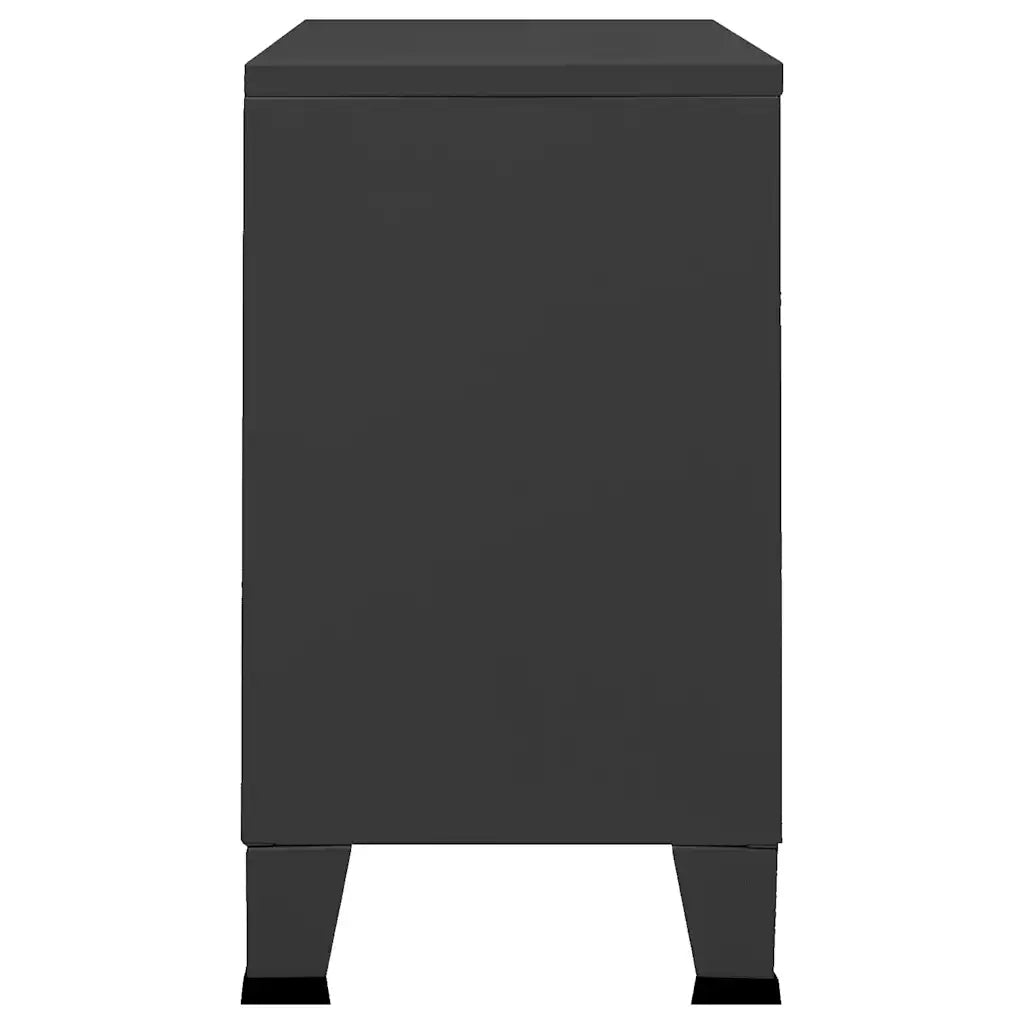 Credenza Nera Industriale 105x35x62 cm in Metallo e Vetro 339608
