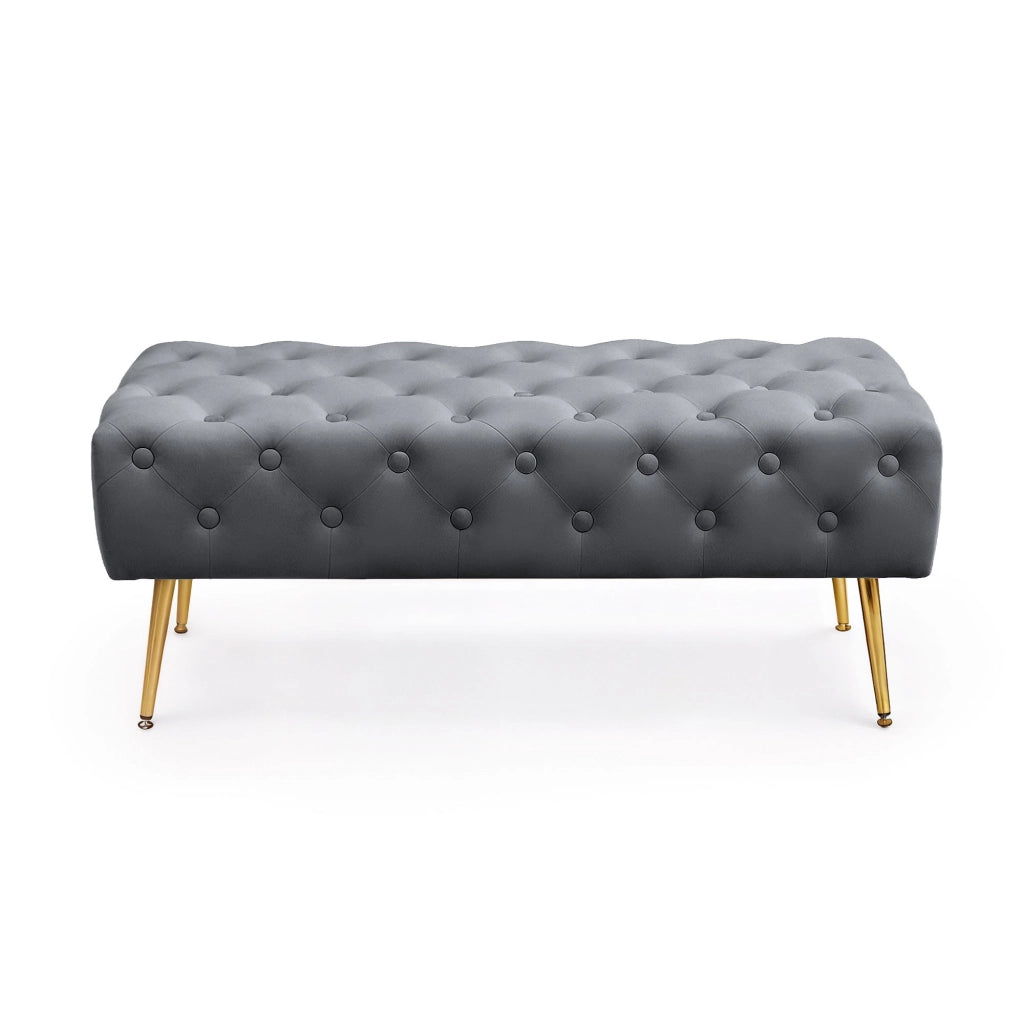 Panca imbottita in velluto trapuntato 100 cm MONACO Grigio Scuro