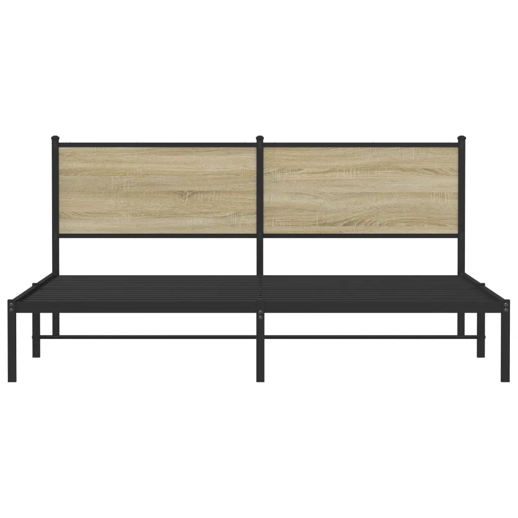 vidaXL Giroletto senza Materaso in Metallo Rovere Sonoma 160x200 cm