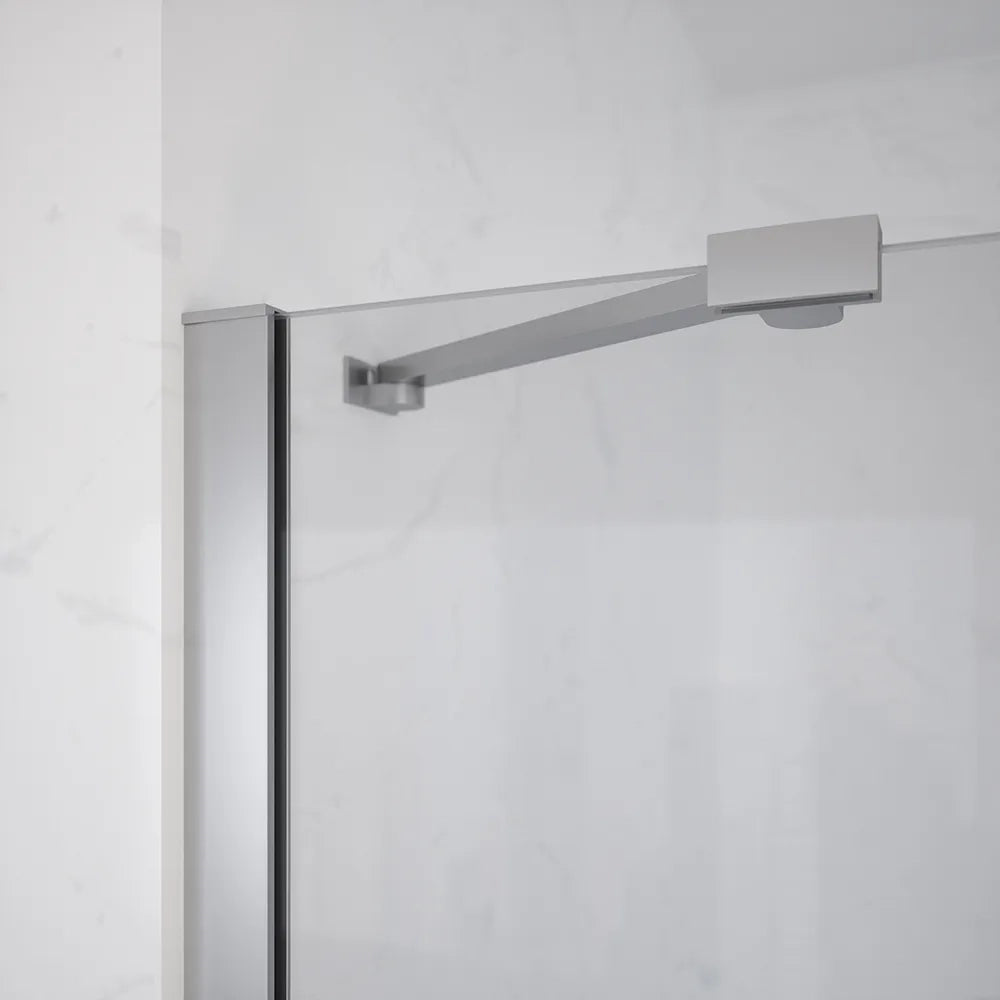 Porta doccia 110cm apertura a battente lato sinistro con cerniere, profili cromati e vetro da 8mm trasparente h195 | Fiji