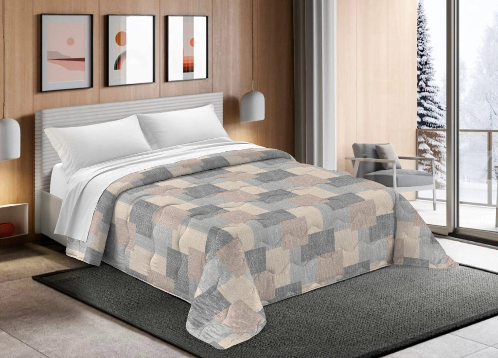 Trapunta Piumone Letto Invernale Imbottita 300gr Scaldanotti Islanda - Piazza E Mezza - Grigio