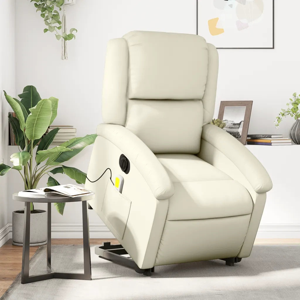 Poltrona Alzapersona Elettrica Reclinabile Crema in Similpellecod mxl 85116