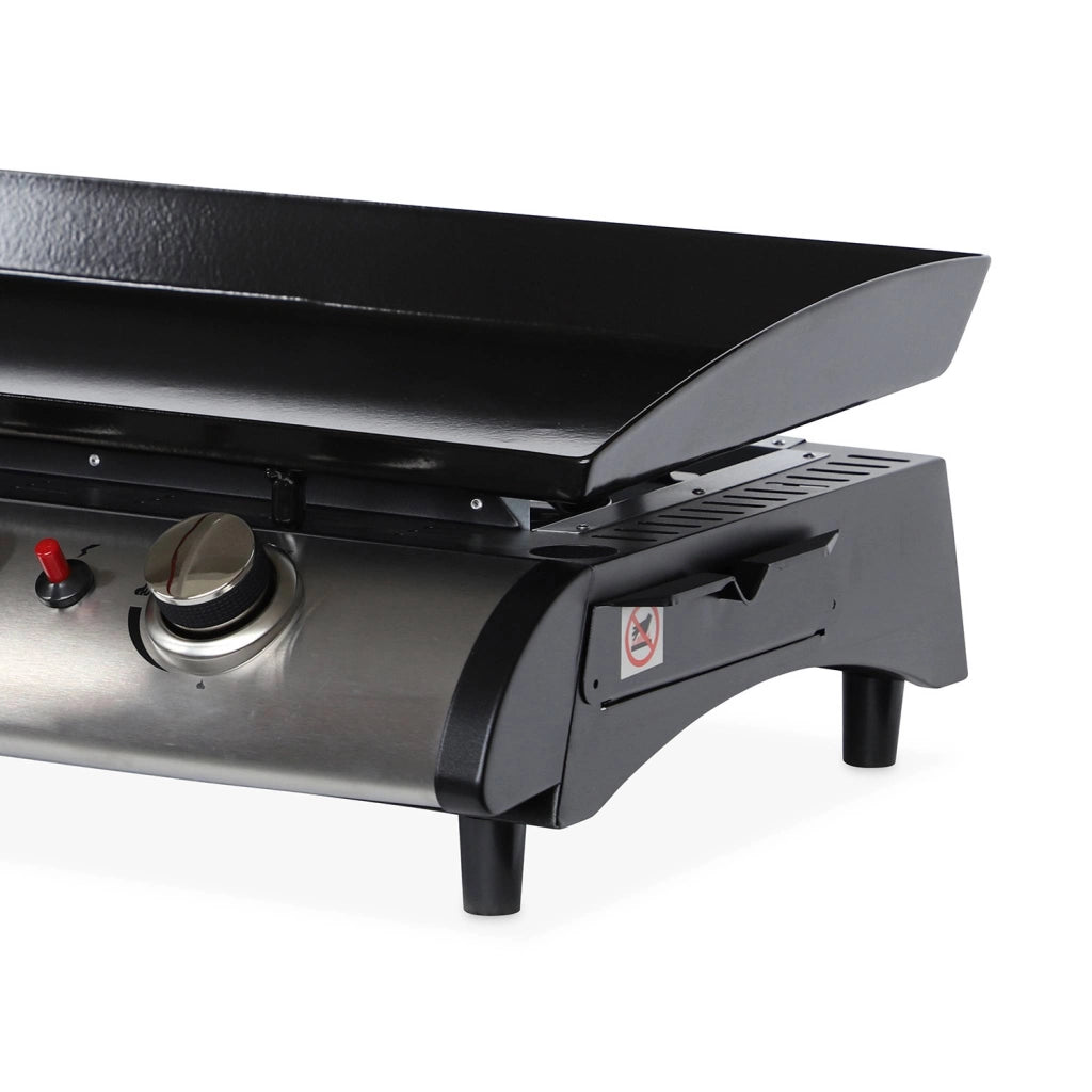 Piastra plancha a gas a 4 bruciatori con utensili, nero