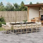 Set da Pranzo da Giardino 15 pz con Cuscini Beige in Polyrattan 3211414
