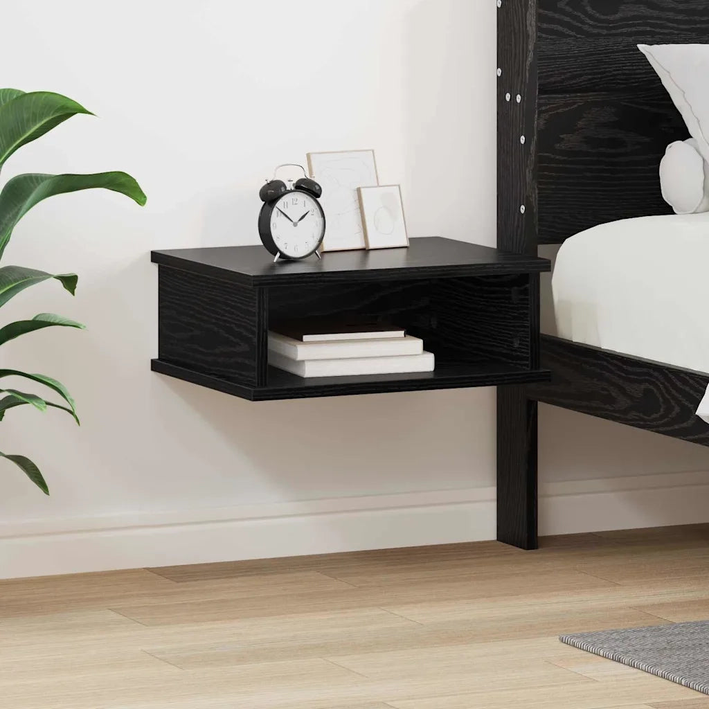 Comodino | Armadio da Notte | Mobiletto da notte Rovere Nero 40 x 31 x 15 cm Legno multistrato