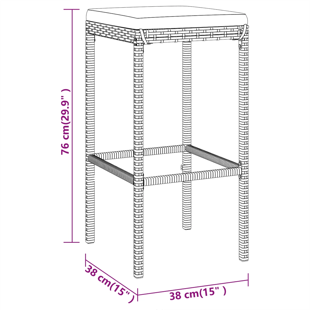 Set Bar da Giardino 5 pz | Set Salotto da Giardino con Cuscini in Polyrattan Grigio