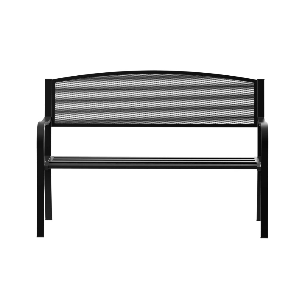 Panchina da Giardino Esterno ¨C zephmum ¨C Metallo Nero 127x60x85cm
