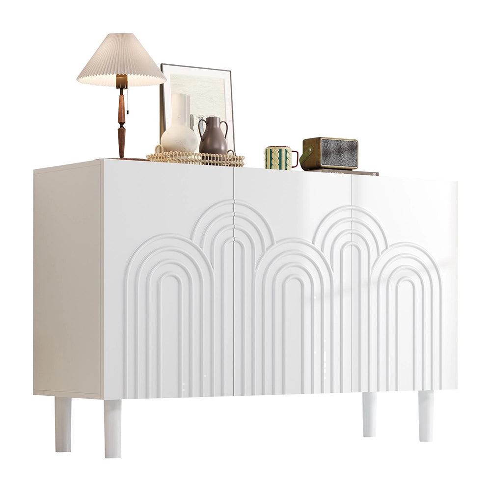 Credenza Soggiorno 120x38.5x79cm - Xylo - 3 Ante con Ampio Ripiano Regolabile, Bianco