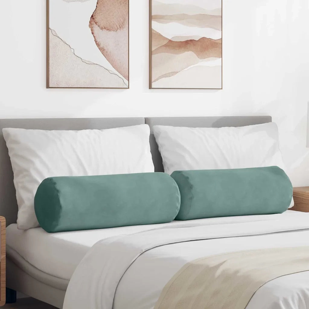 Cuscini a rullo 2 pcs Verde Mare Ø 25 x 70 cm Tessuto in Cords