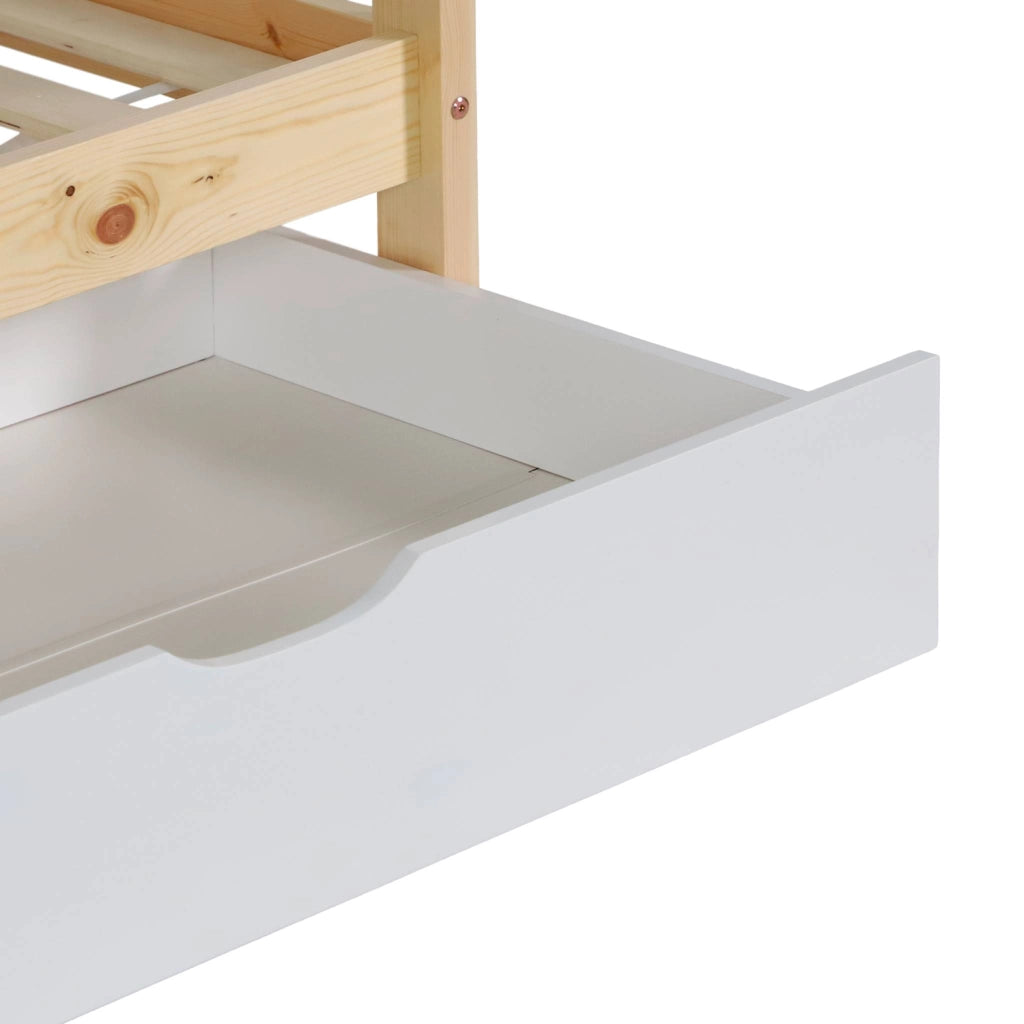 Letto a castello per bambini cabina 190cm pino naturale con cassetti,