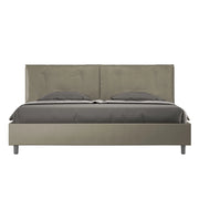 Letto Matrimoniale King Size 200x200 cm con Rete e Contenitore Imbottito in Similpelle Appia Large Cappuccino