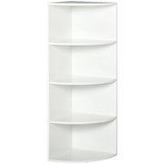 Libreria ad Angolo da Parete e Muro con 4 Ripiani in Legno Bianco 39.5x39.5x120 cm