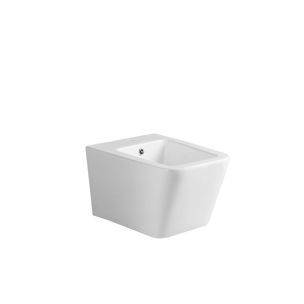 Bidet Sospeso YJ-1383 in Ceramica Bianco Lucido dal Design Squadrato