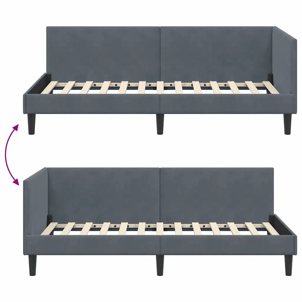 Cornice del letto ad angolo Grigio scuro 100 cm x 200 cm 42016237