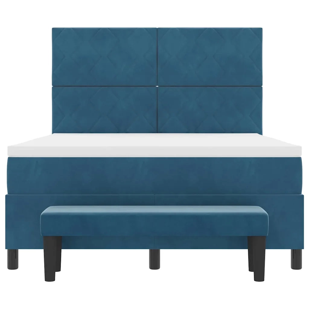 Letto a molle con testiera Blu scuro 200 x 160 cm Velluto 3344592