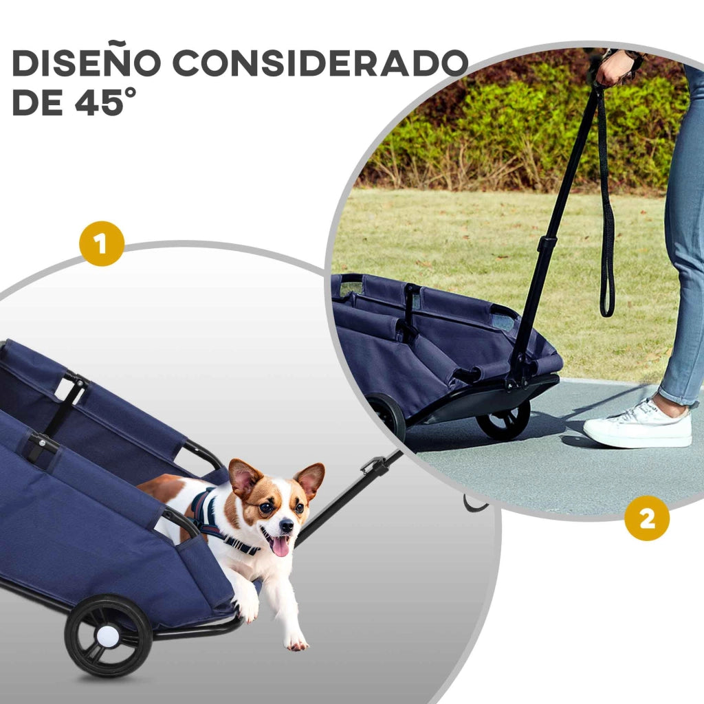 Trasportino per Animali Domestici con Cuscino e Ruote ¨C zephmum ¨C 53x45x28 cm Blu Scuro
