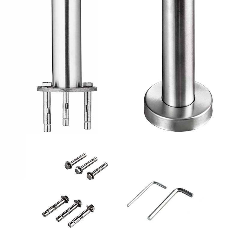 Balaustra Corrimano Ringhiera in acciaio inox spazzolato 150x106cm per interni ed esterni 5 barre trasversali
