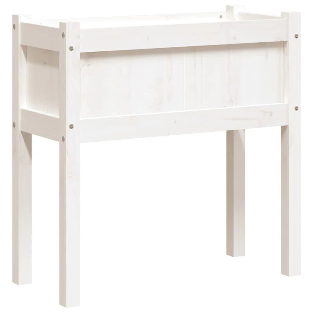 Fioriera rialzata per piante fiori giardino terrazze con gambe 70 x 31 x 70 cm legno di pino massiccio bianco 02_0038873