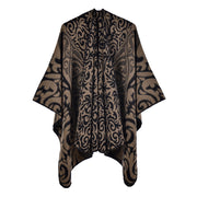 Nuovo scialle/mantella da donna, jacquard vintage, caldo, con apertura a met¨¤.