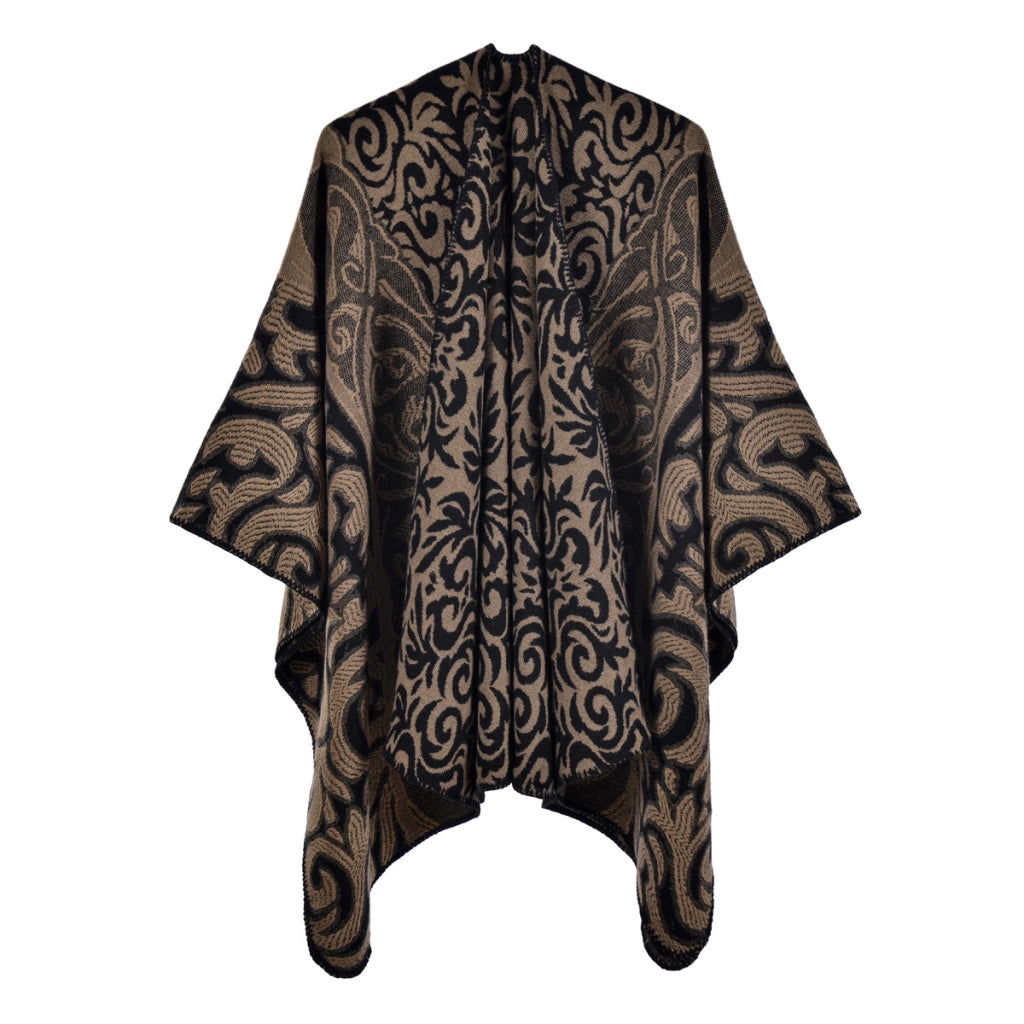 Nuovo scialle/mantella da donna, jacquard vintage, caldo, con apertura a met¨¤.