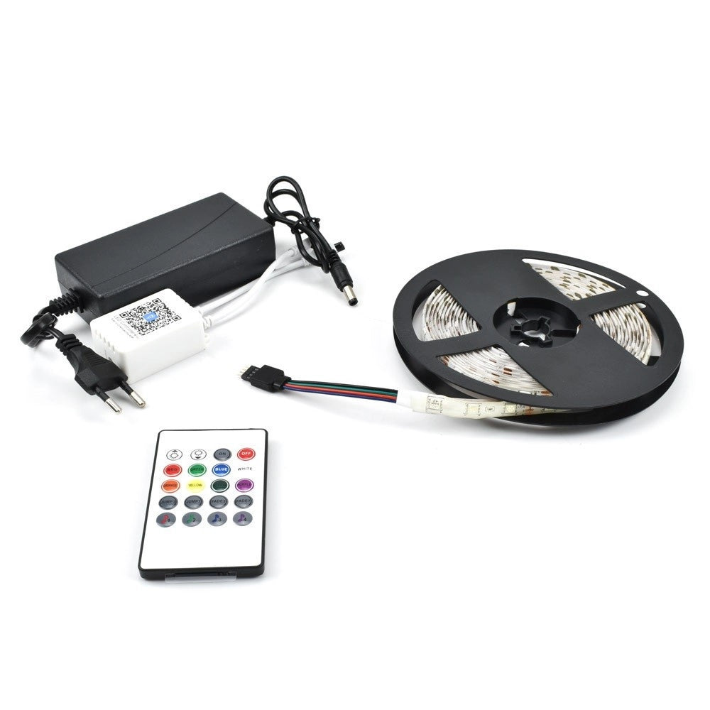 Trade Shop - Striscia Led Rgb Autoadesiva 5mt Con Funzione Audio Bluetooth Telecomando Q-st50 -