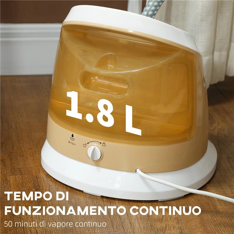 FERRO DA STIRO VERTICALE A VAPORE 1800W CON SERBATOIO 1.8L ALTEZZA REGOLABILE 32X32X32 CM E ACCESSORI ORO