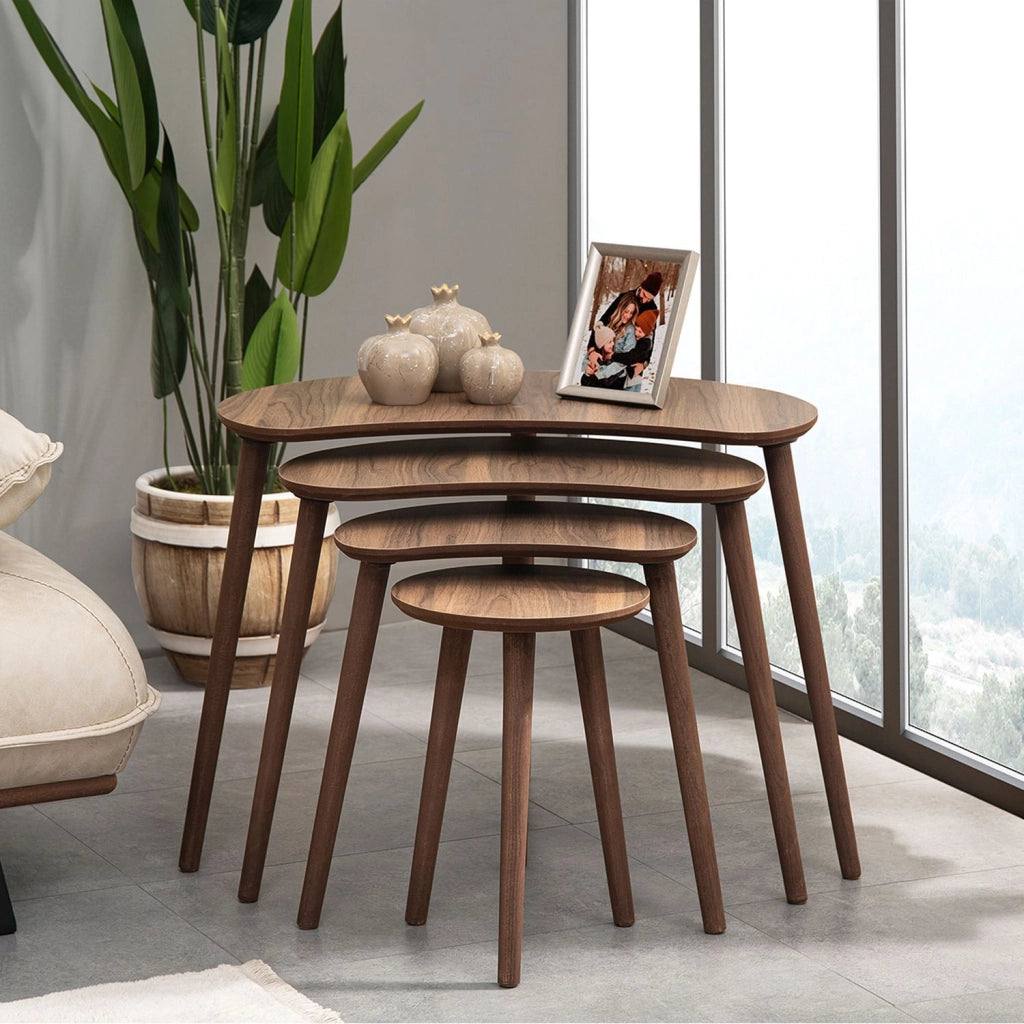 Tavolo nido in legno "Moon" (4 pezzi) 40 x 75 x 55 cm - Noce