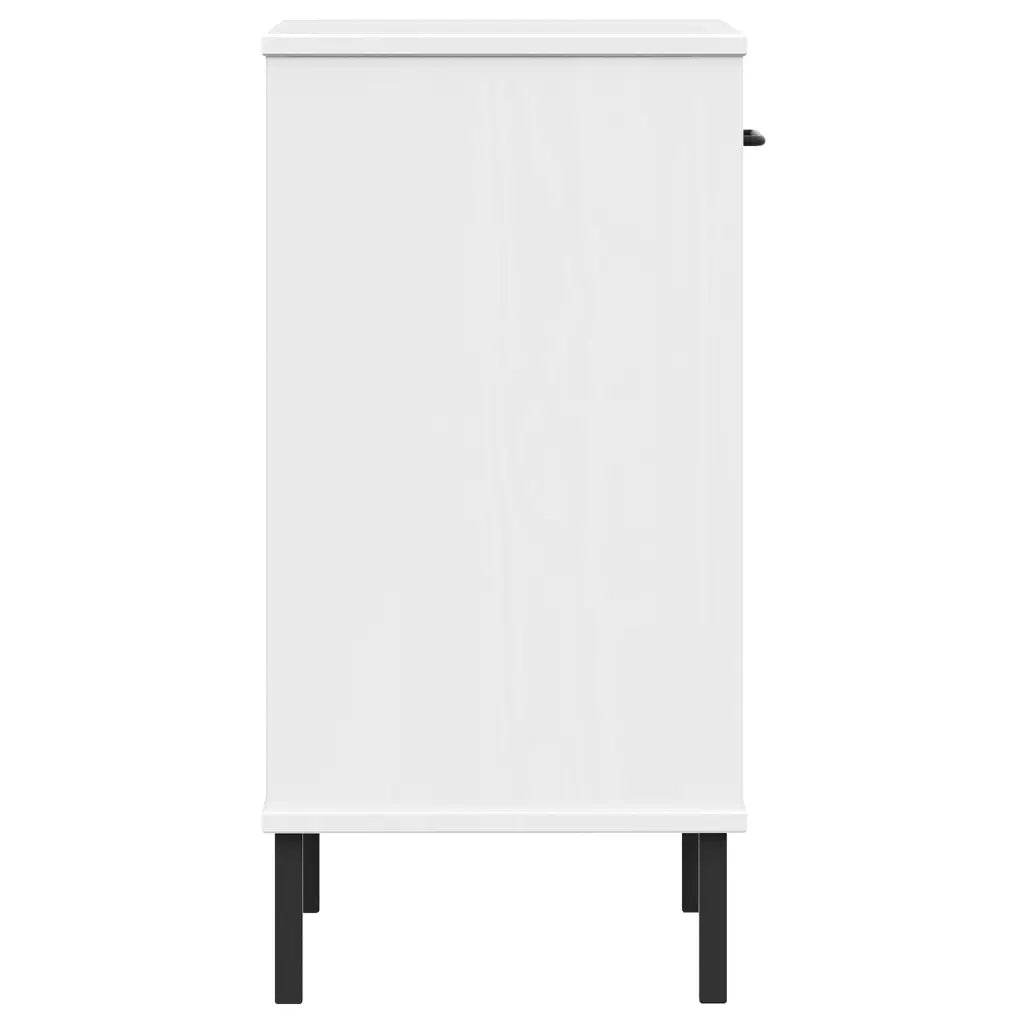 Mobile Consolle | Tavolo d'Ingresso Gambe Metallo Bianco Legno Massello Pino OSLO