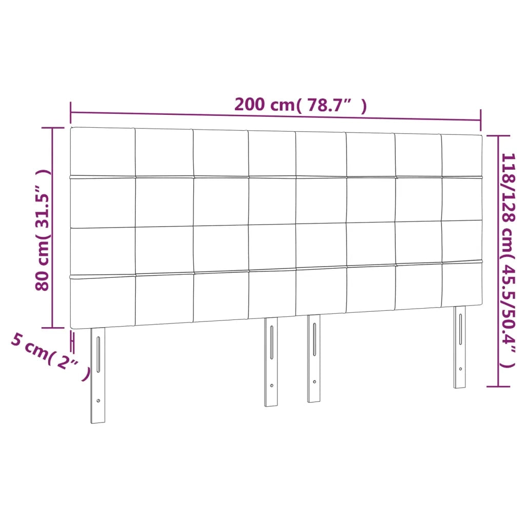 Testiera a LED GrigioScuro 200x5x118/128cm in Velluto 3122491