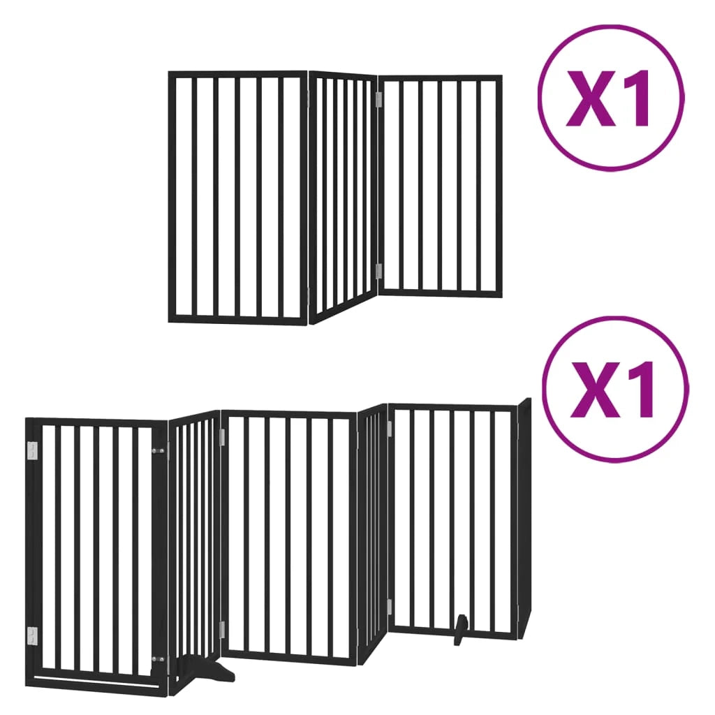 Cancelletto di sicurezza per animali domestici porta pieghevole 9 pannelli legno di pioppo nero 02_0023279