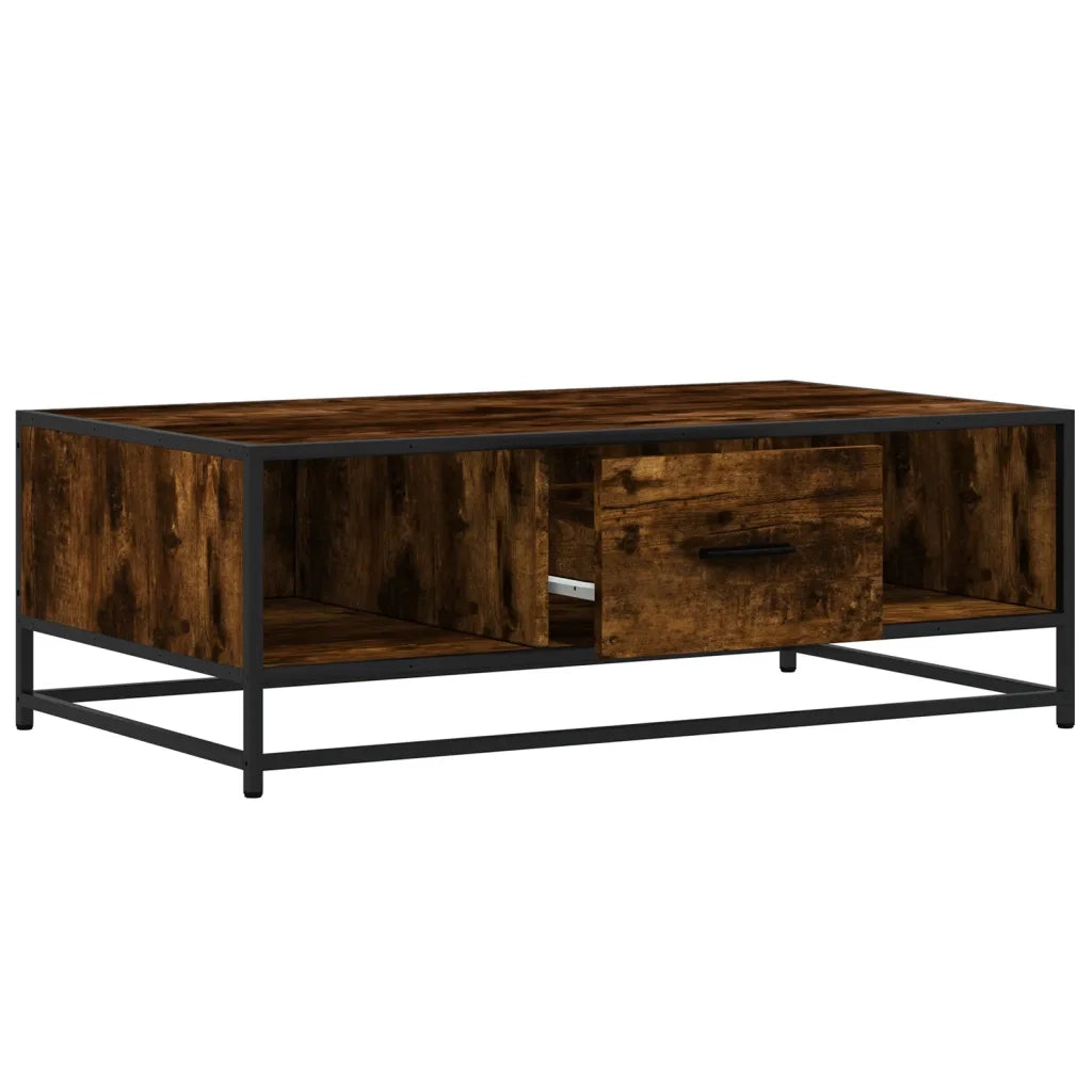 Tavolino Rovere Fumo 100x57x35cm in Legno Multistrato e Metallo 848761