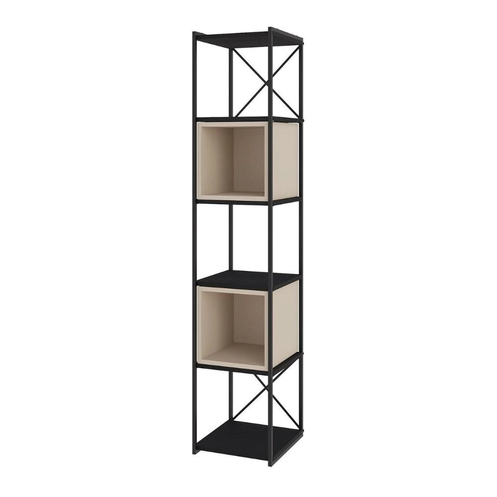 Libreria Vale Mini struttura in metallo nero e cubotti colore cashmere 36.2x39x179H – Geometria e stile industriale