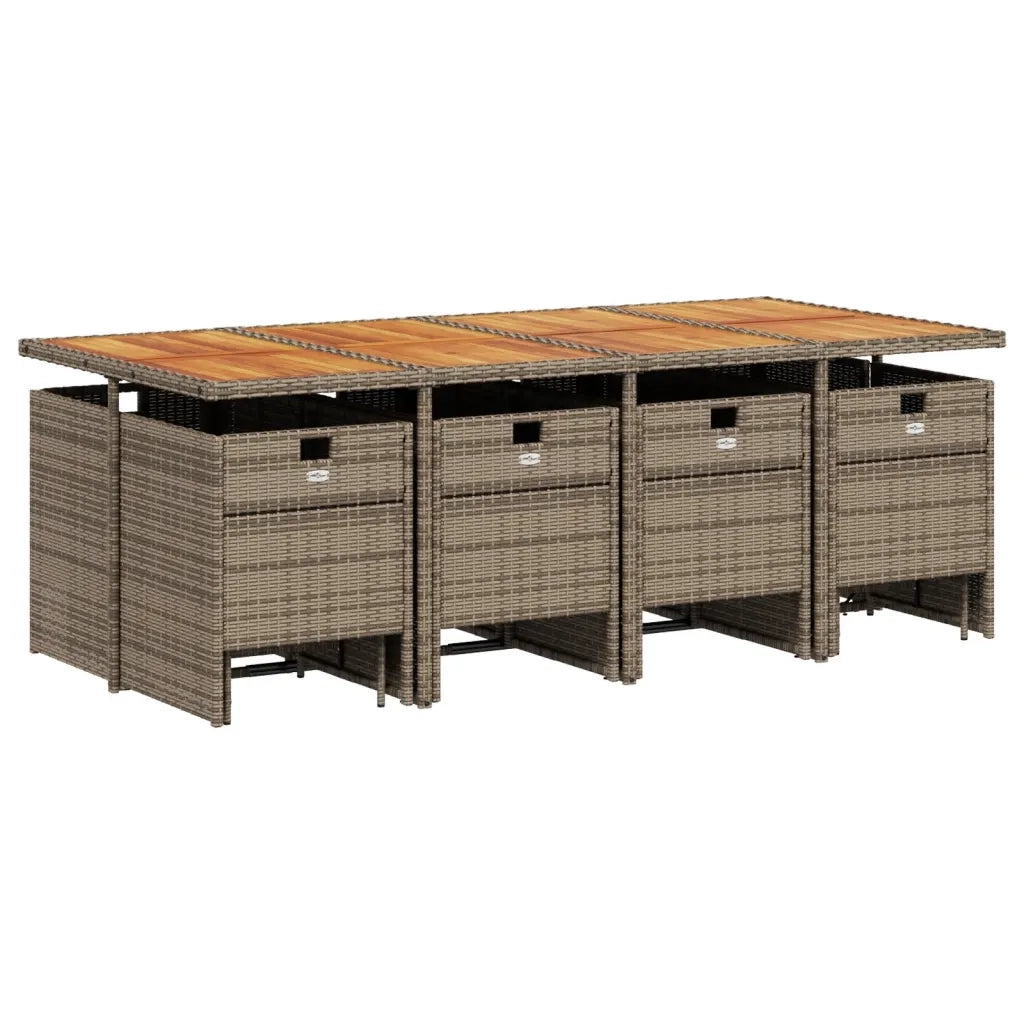 Set da Pranzo da Giardino 13pz con Cuscini Grigio in Polyrattan 3277753