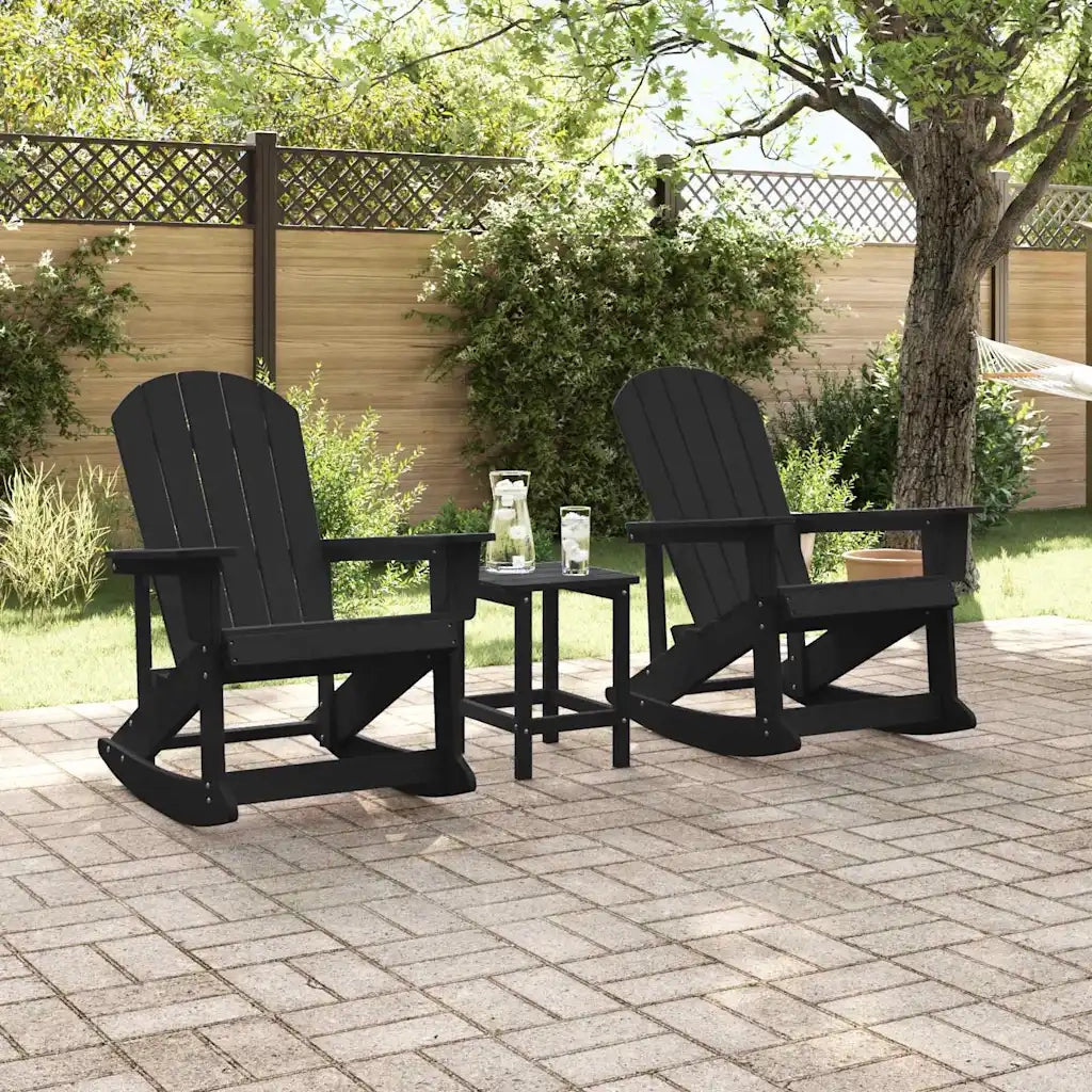 vidaXL Sdraio Rocking Adirondack 2 pcs Nero HDPE