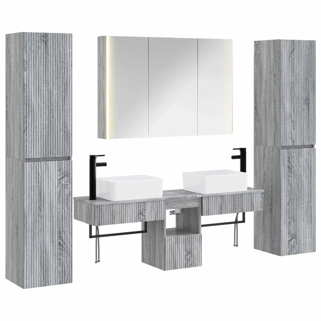 Set di mobili per il bagno 6 pcs Sonoma grigio 3407204