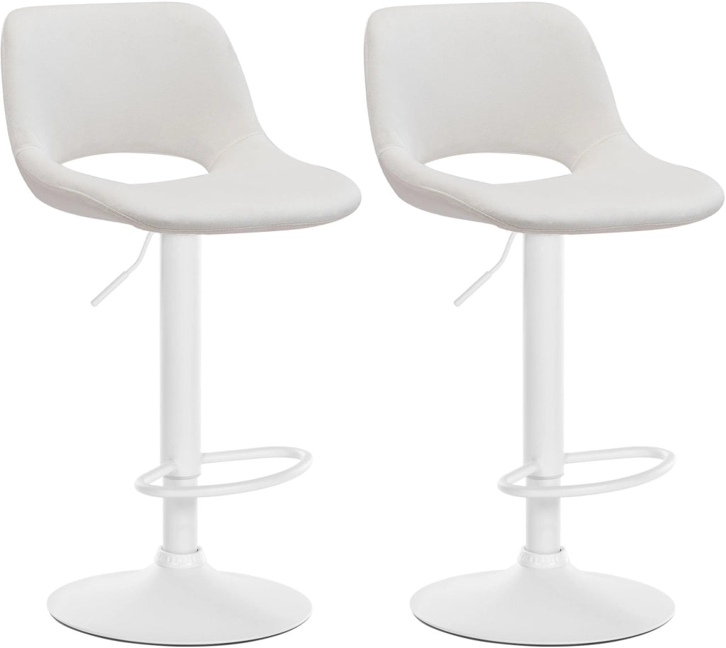 Set di 2 sgabelli da bar Camden velluto bianco 1