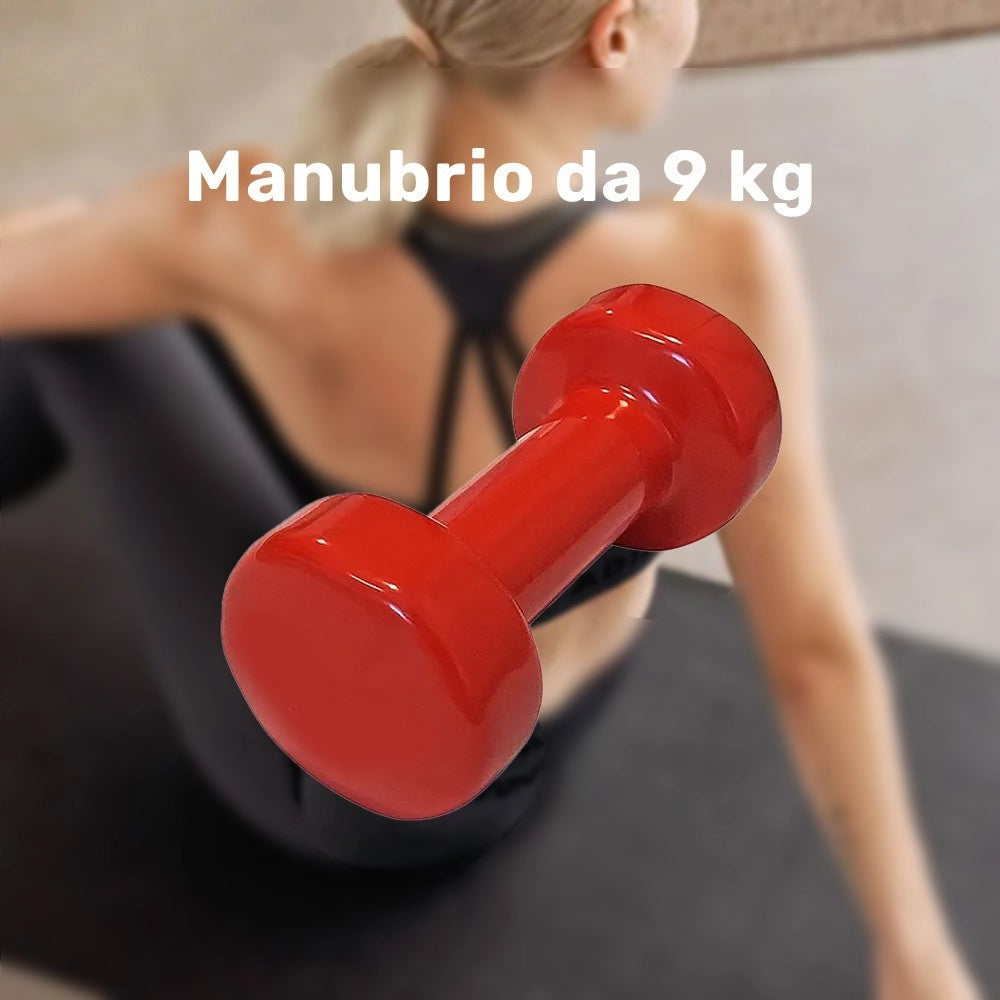 Trade Shop - Manubrio Singolo 9 Kg In Vinile Allenamento Esercizi Casa Palestra Workout Fit -