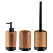 Set da bagno KADAX 3 in 1: dispenser di sapone per WC, spazzolino e bicchiere, colore marrone.