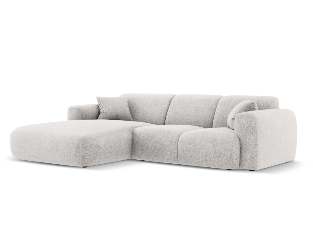 Cosmopolitan Design - Divano angolare sinistro "Nolio" 4 posti in ciniglia grigio chiaro 