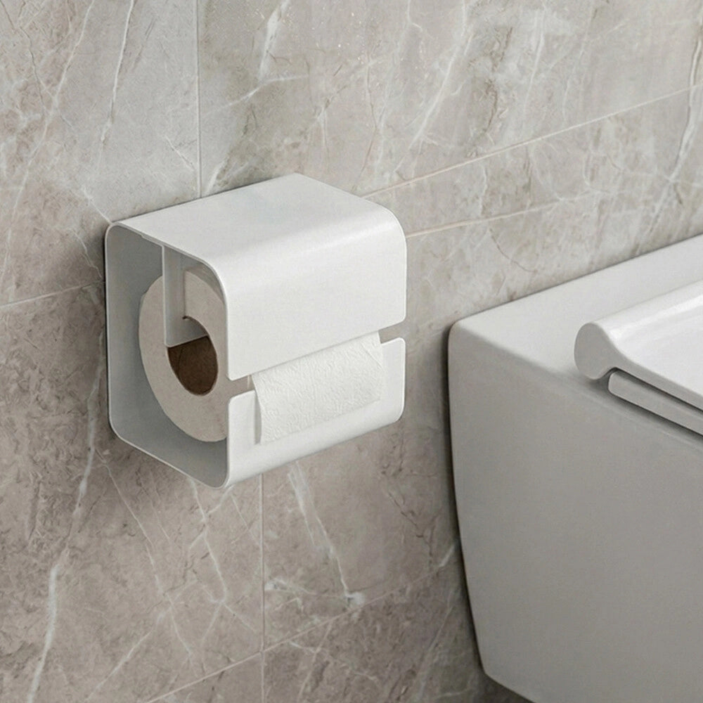 Porta rotolo bagno bianco in acciaio senza fori Rea