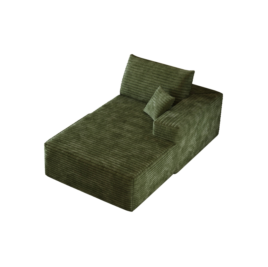 DIVANO Angolare Reversibile in Tessuto Corduroy Verde con Chaise Lounge
