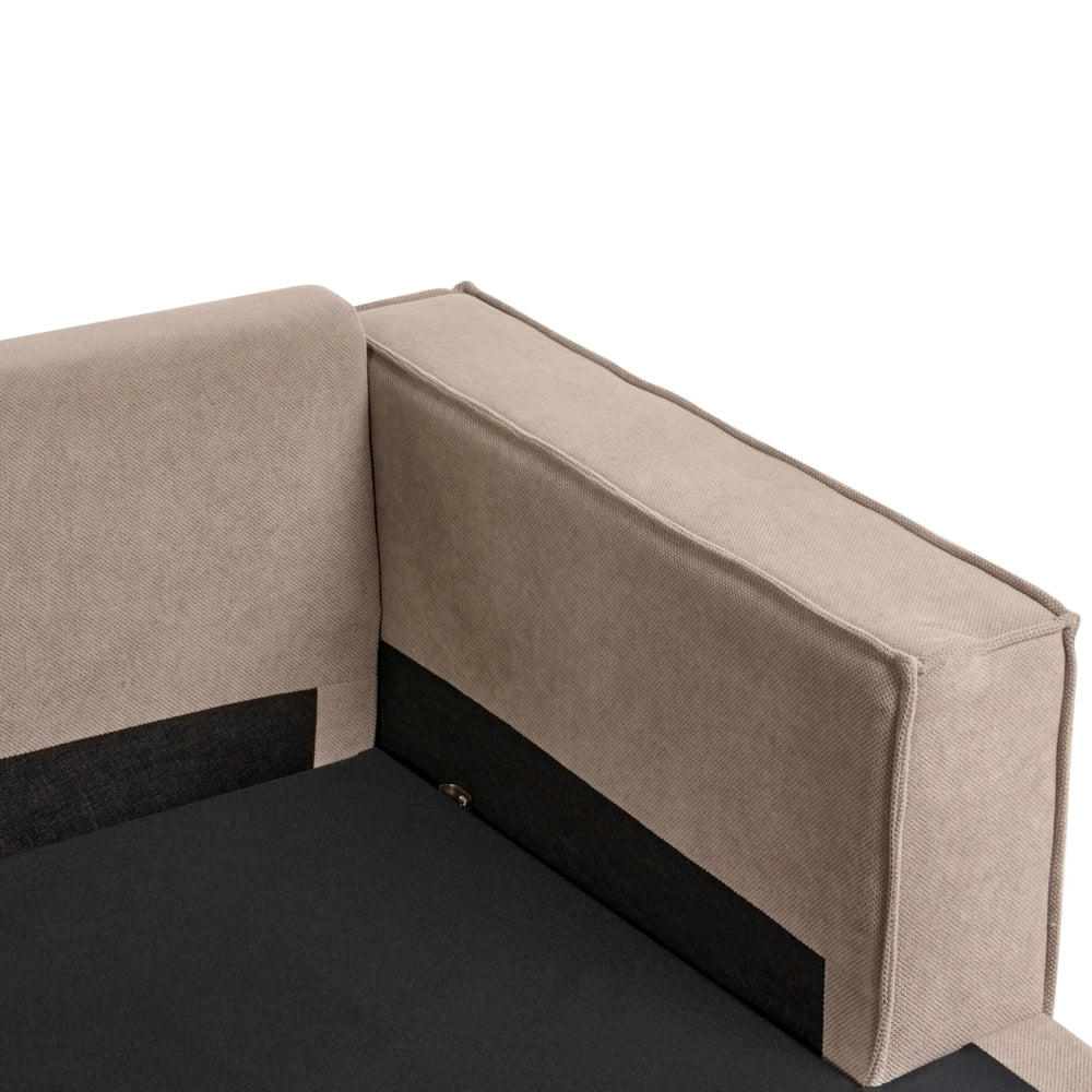 Divano letto angolare a sinistra in tessuto poliestere Taupe imbottito a 2 posti a L con cuscini Soggiorno in stile moderno