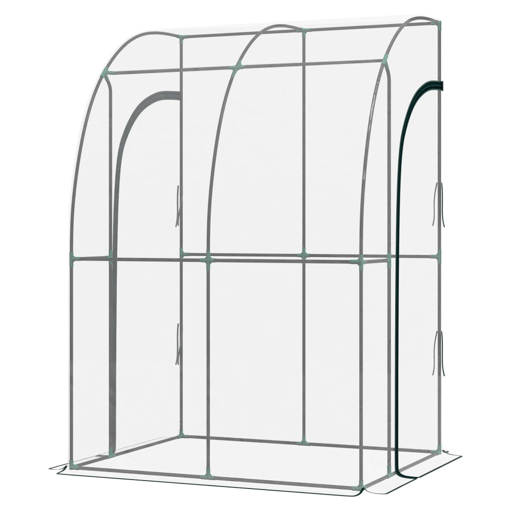 Serra da giardino adossata 2 porte ¨C zephmum ¨C PVC trasparente acciaio