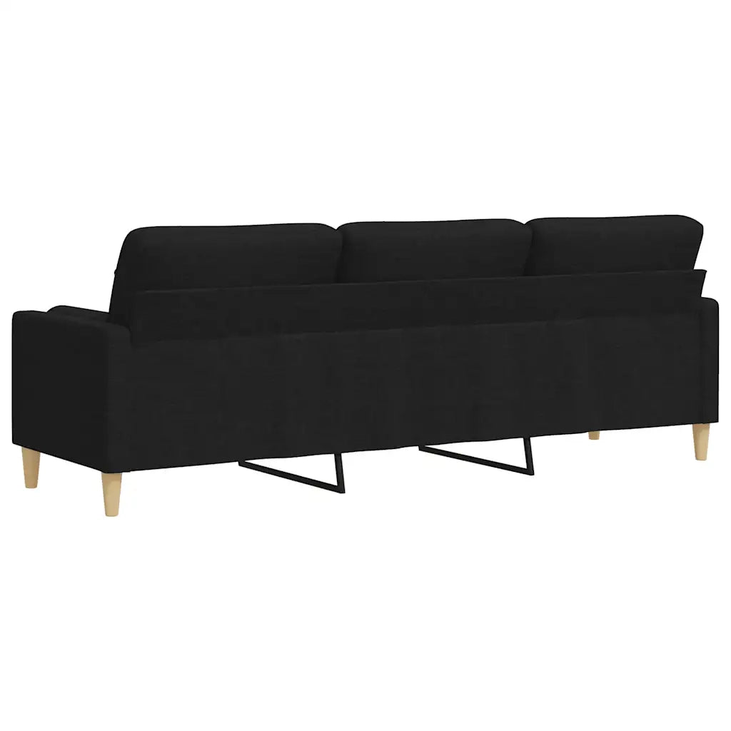 Divano | Divano da soggiorno | Sofa a 3 Posti con Cuscini Nero 210 cm in Tessuto